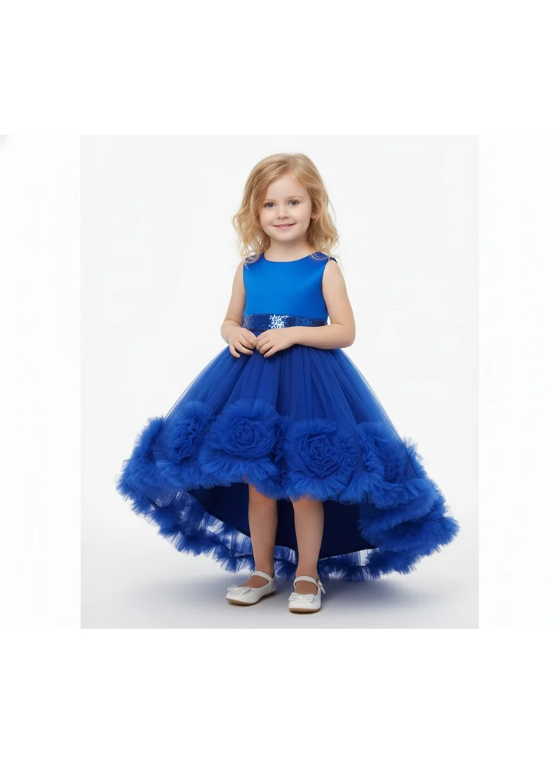 بيداني فستان أزرق ملكي مزهر